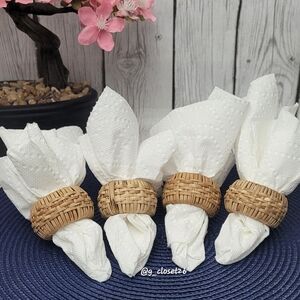 Handmade Rattan Napkin Rings, 4 Pcs